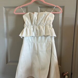 Cream Ruffle Strapless Romper